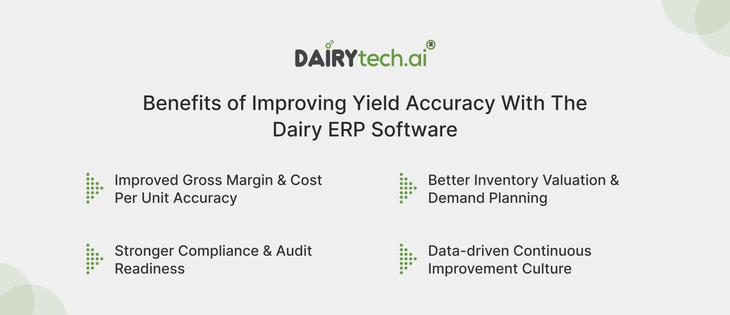 ravi garg, dairytech, benefits, dairy erp software implementation, dairy erp software, erp implementation, gross margin, cost per unit accuracy, inventory valuation and demand planning, compliance, audit readiness, data-driven continous improvement culture
